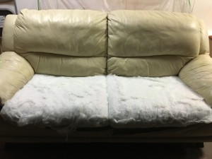 千葉県大原市より合皮革ソファー部分張替え修理