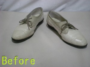 黒ずんでしまった白い靴を真っ白に戻す！　革研究所豊橋店のリペアブログ